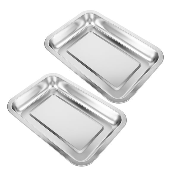 BESTYASH 2Pcs Small Litter Tray Pet Toilet Stainless Steel Easy Cleaning Practical