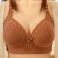 thumbnail image 2 of Wireless Bra for Women Floral Print Comfortable Breathable Bras Full Coverage Support Push Up Everyday Bra Plus Size (XL, Brown), 2 of 6