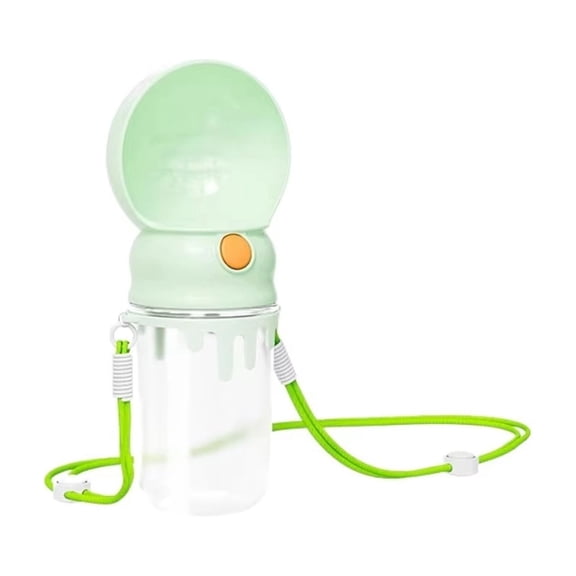 Dog Water Bottle for Walking, Portable Pet Travel Water Feeder with Carry Strap and Lanyard, Leak-Proof Outdoor Drinking Dispenser for Dogs and Cats, Green, Pink, or White, 1pc
