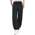 thumbnail image 2 of High  Waist Women Casual Wide Leg Pants Straight Drawstring Sport Trousers, 2 of 7