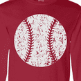 thumbnail image 4 of Inktastic Distressed Baseball in White Long Sleeve T-Shirt, 4 of 5