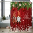 thumbnail image 2 of Christmas Gnome Bathroom Shower Curtain Snowflake Xmas Ball Evergreen Bough Red Waterproof Washable Shower Curtains for Bathtub Bath Decor with Grommets and Hook 36 X 72 Inch, 2 of 8