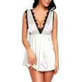 thumbnail image 6 of Mrat Pajama Dress Women Plus Size Women Sleepwear Lace Chemise V-Neck Nightgown Full Slip Sleepwear S-3 White S, 6 of 6