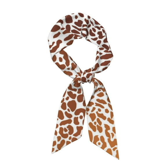 Easygdp Leopard Brown Neck Scarf Printed Scarves Head for Women'S Fashion Satin Scarfs For Bag Hair for Dating, Travel