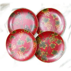 4 Handpainted Grape Leave Decorative Plates Set Of 4 Walmart Com