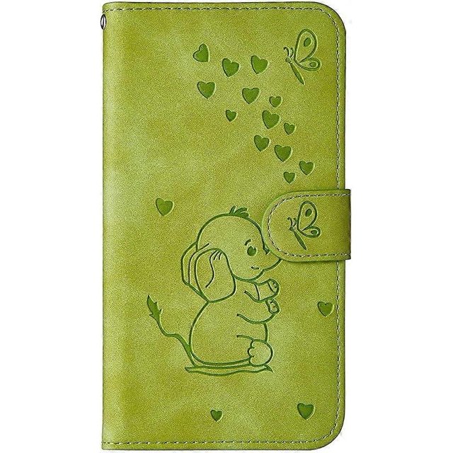 Funda para iPhone 12 Pro/iPhone 12, diseño de elefante y corazón con ranura para tarjetas, soporte plegable, tapa magnética, compatible con iPhone 12