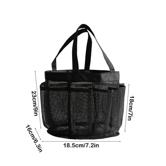Rkxzt Mesh Shower Basket Portable Mesh Shower Caddy 8 Pocket Hanging Organizer Bag for Bathroom Gym Beach Travel 9x7.2x6.3in Black Polyester Storage