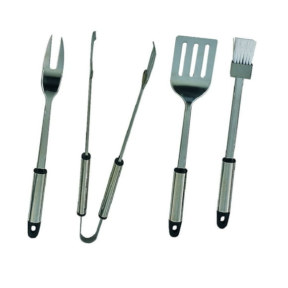 Omaha Q-430A3L Barbecue Tool Set with Handle and Hanger, Stainless Steel, Each
