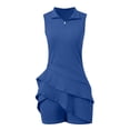 thumbnail image 4 of HJYCHN Women Sleeveless Zip Front Tennis Dress Built In Shorts Athletic Stretch Comfort Lightweight Ruffle Casual Wear Blue S, 4 of 7