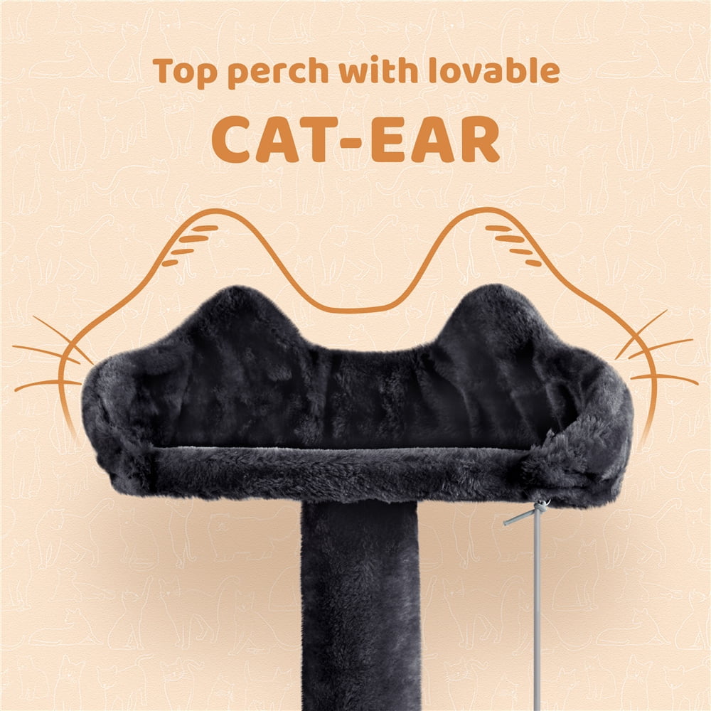 Yaheetech 57.5" Cat Tree Tower Cat Tree with 2 Condos, Scratching Posts, Ramp,Black