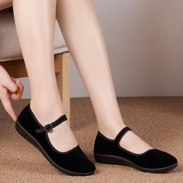 Mary Jane Women's Velvet Shoes Black Cottton Old Beijing Mary Jane ...