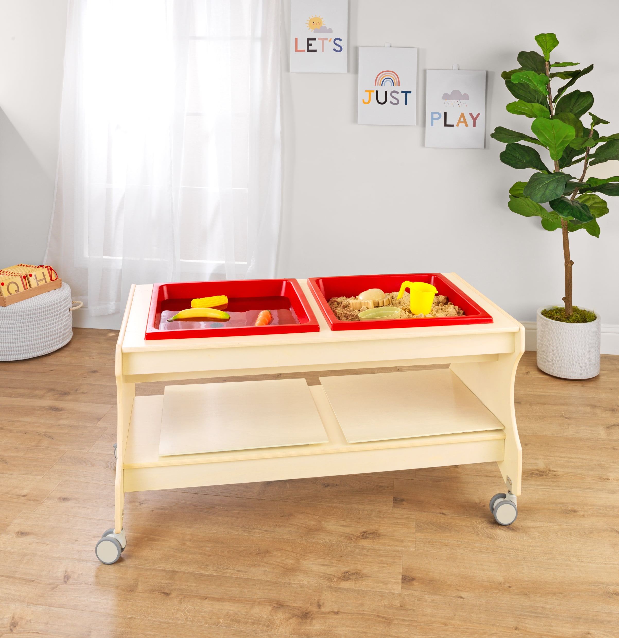Mobile Toddler Sand and Water Table - Assembled