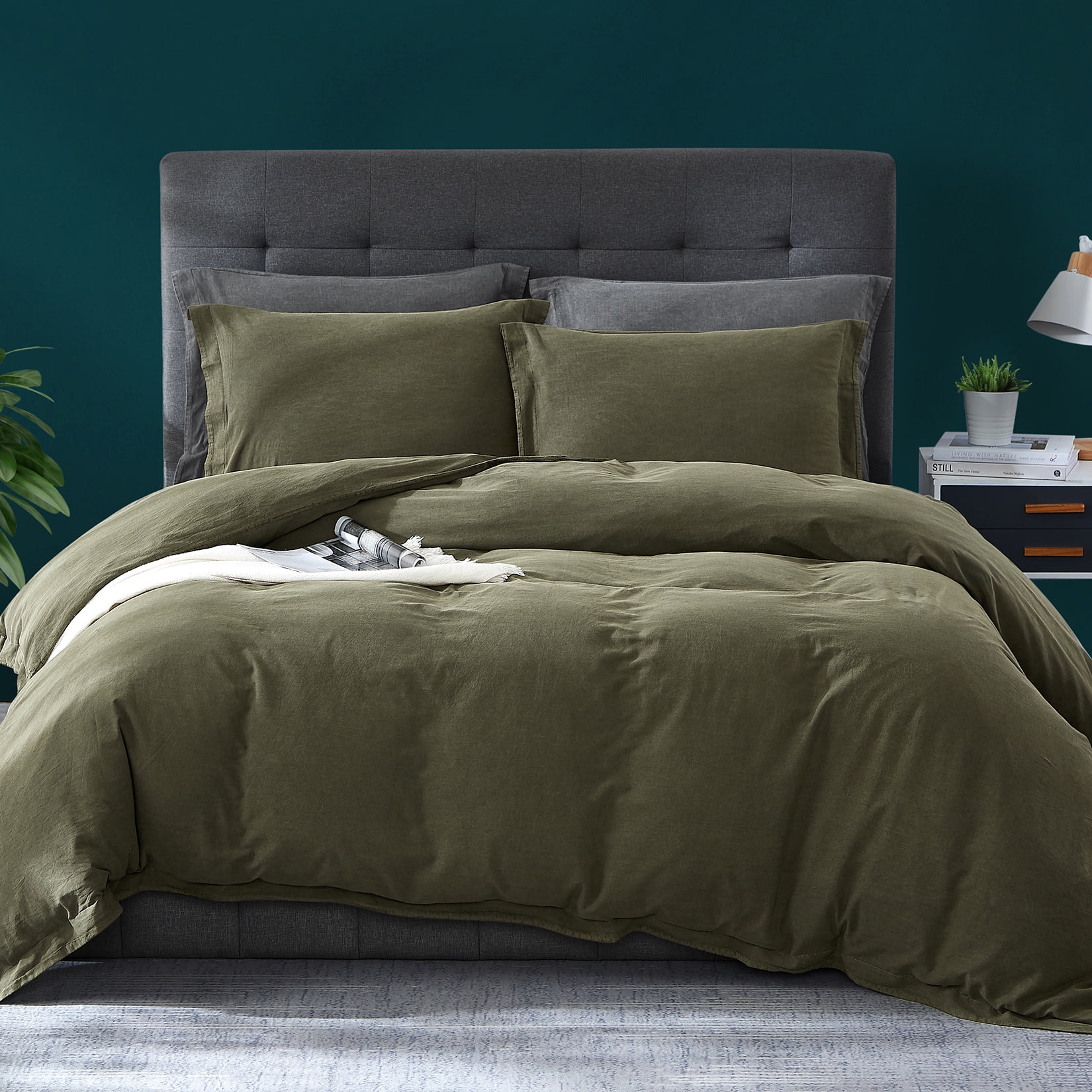 GlowSol 3 Pcs King Size Duvet Cover Set Washed Cotton with Flange Ultra