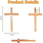 7.95Inch Easter Crucifix Cross Wall Hanging Wood Cross Wall Decor Platinum Wood Cross with Alloy Platinum with Jesus Christ Catholic Wall Art Cross for Religious Church Home Decor