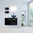 thumbnail image 4 of FULLWATT 28 Inch Wall Mounted Bathroom Vanity and Tempered Glass Sink Combo with Mirror and ORB 1.5GPM Water Saving Faucet and Pop Up Drain Set Modern Toilet Floating Vanity with Countertop Sink, 4 of 6