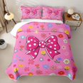 thumbnail image 2 of Erosebridal Cartoon Polkadot Bow Bed Spread Queen for Girls, Flower Floral Queen Coverlet Set, 3pcs, 2 of 7