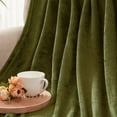 thumbnail image 6 of Exclusivo Mezcla Queen Size Flannel Fleece Velvet Plush Bed Blanket as Bedspread, Coverlet, Bed Cover (90"x90", Olive Green), 6 of 10