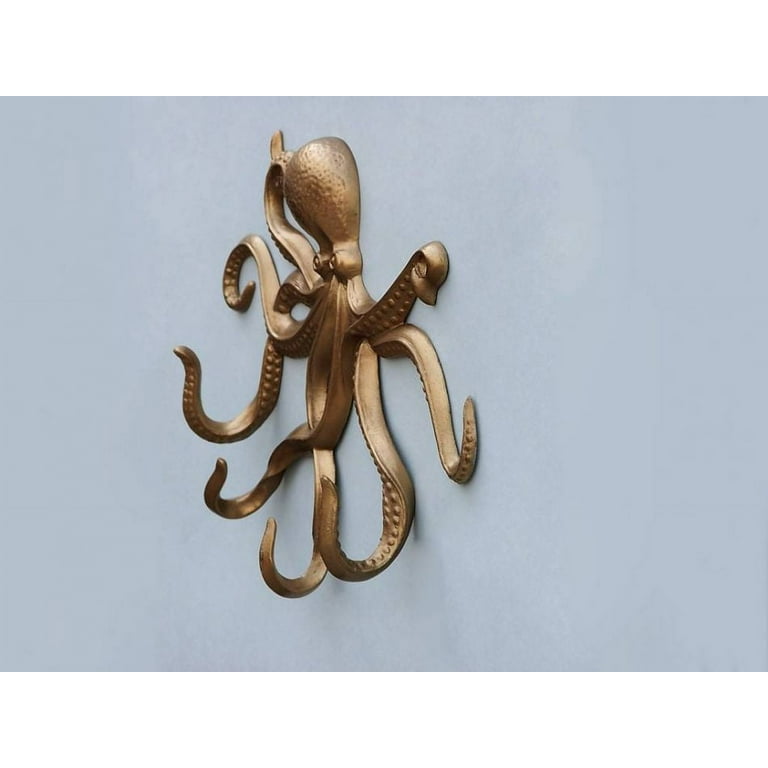 Antique Brass Octopus with Tentacle Hooks 11 