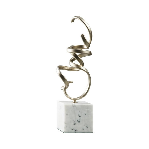Signature Design by Ashley - Sculpture d'Accent en Marbre Pallaton, Champagne/blanc