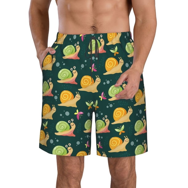 Fotbe Snails And Butterfies Trajes de Baño Estampados para Hombre, Shorts de Verano de Secado Rápido, Ropa de Playa, Bañadores-X-Large