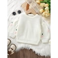 thumbnail image 4 of Wassery Baby Girls Sweater Toddler Long Sleeve Crew Neck Flower Print Knitted Sweater Newborn Girls Warm Knit Pullover Sweater Infant Girls Fall Winter Clothes 6M-4T, 4 of 8