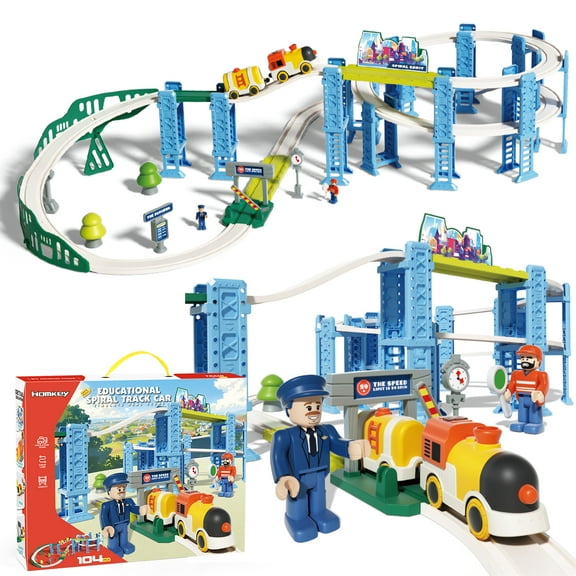 Flooyes 114PCS City Train Set, Track Toy Gift For Boys Girls 3 4 5 6 Years Old