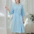 thumbnail image 6 of Leesechin Womens Solid Bandage Robe Bathrobe Gown Pajamas Long Sleepwear Pocket Waistband+Belts, 6 of 7