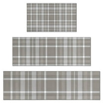 Gray White Plaid Checkered Pattern Kitchen Rugs Sets Of 3,Kitchen Runner Rugs Non Skid Washable,Decorative Kitchen Floor Mats for Kitchen,Sink,Laundry,17"x30" 17"x47" 17"x59"
