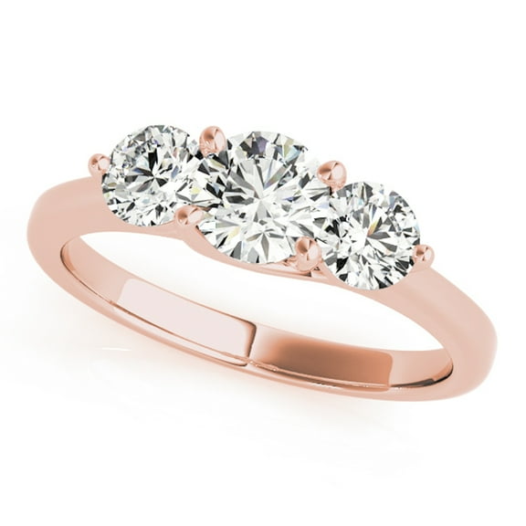 Aonejewelry 1/2 Carat Three Stone Diamond Engagement Ring Crafted In 14k Solid Rose Gold