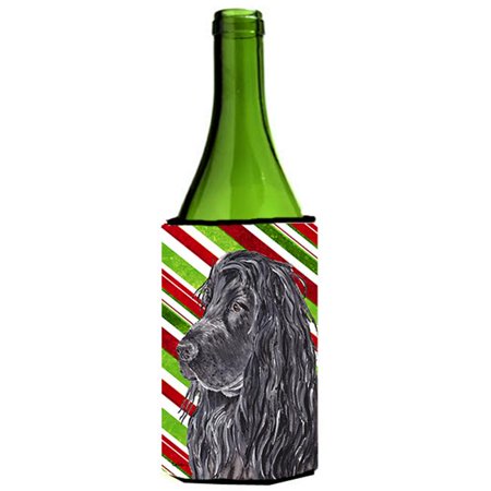 

English Cocker Spaniel Candy Cane Christmas Wine bottle sleeve Hugger - 24 oz.