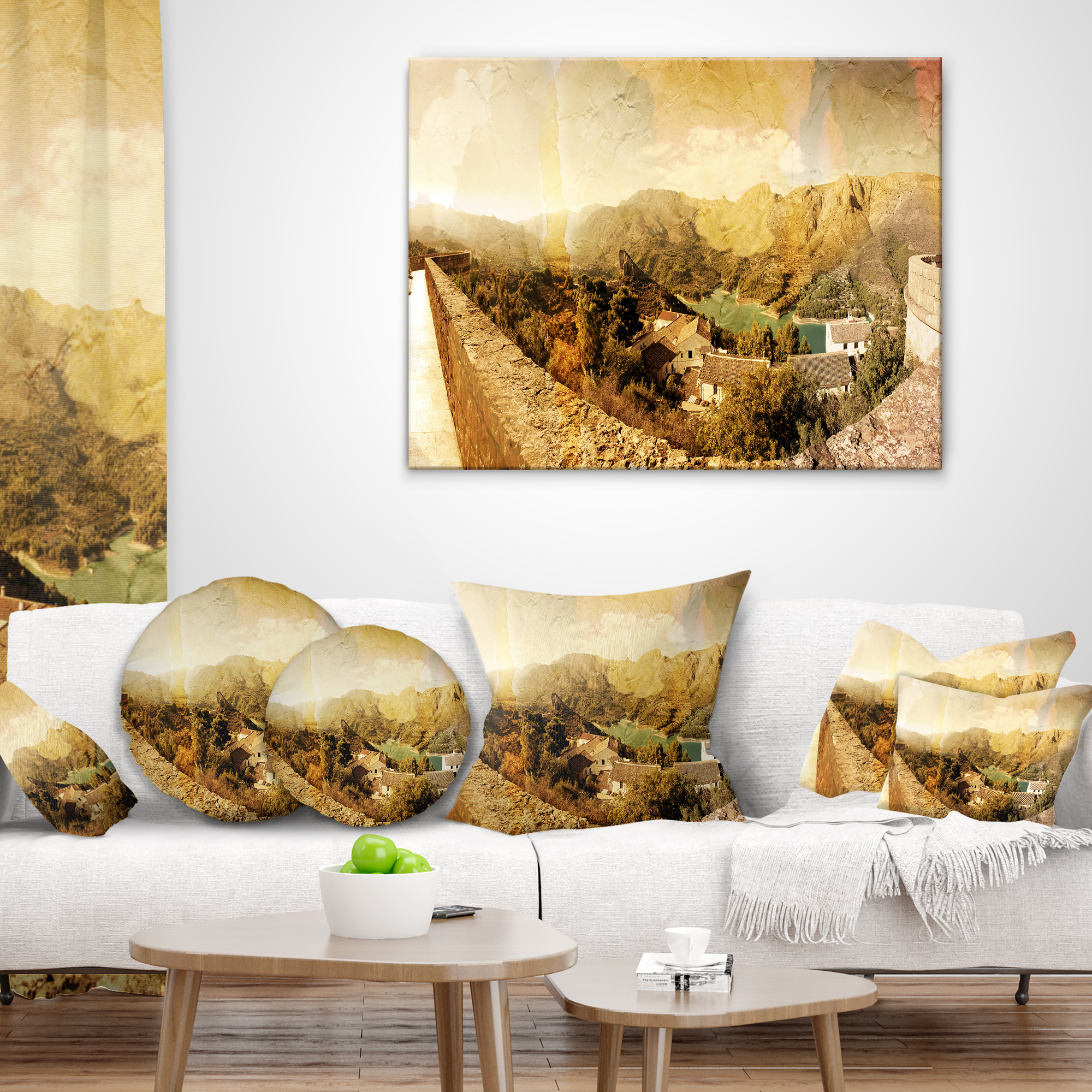 Designart Mountain and Lofty Lake - Landscape Photo Throw Pillow - 12x20