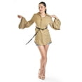 thumbnail image 2 of Blusa larga con manga globo y cinturón Roman Fashion/Juvenil, 10801 (Café) cafe M, 2 of 6
