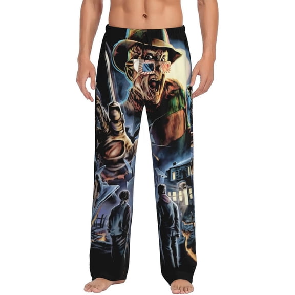 Freddy Krueger Pajama Pants for Men, Super Soft All over Print Lounge Pants Sleepwear Bottom with Pockets Drawstring