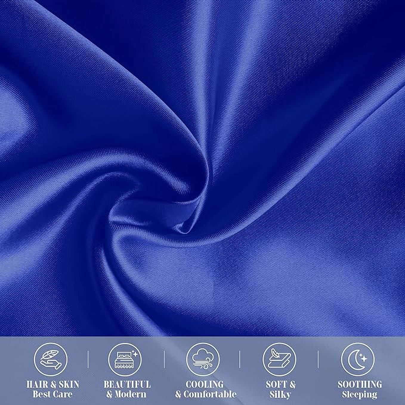 Cooling Viscose Satin Pillowcase 6-Pack Set with Hidden Zipper Closure, Standard/Queen, Royal Blue