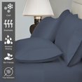 thumbnail image 3 of Pizuna 400 Thread Count 6Pc Dark Blue Luxury Bed Sheets Set King With 4 Pillow Cases, 100% Long Staple Cotton Sateen Sheets King, Light Weight Soft Bed Sheets Fits Upto 15Inch, 6Pc Value Pack, 3 of 8