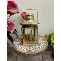 Vintage Marine Anchor Decorative Oil Lamp - Nautical Brass Ship Lantern Glass Oil Lamp - for Home Decor - Nautical or Victorian Wedding - Store Rustic Vintage Home Decor Gifts