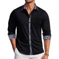 thumbnail image 1 of Camisa de vestir Barry.Wang negra para hombre de manga larga de negocios, 1 of 5