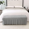 thumbnail image 2 of Seersucker Piano Bench Covers with Ruffle Long Skirt, Stretch Dining Room Bench Slipcovers Solid Color Upholstered Rectangle Long Chair Protectors for Hotel Bedroom(Light Gray,Medium), 2 of 7