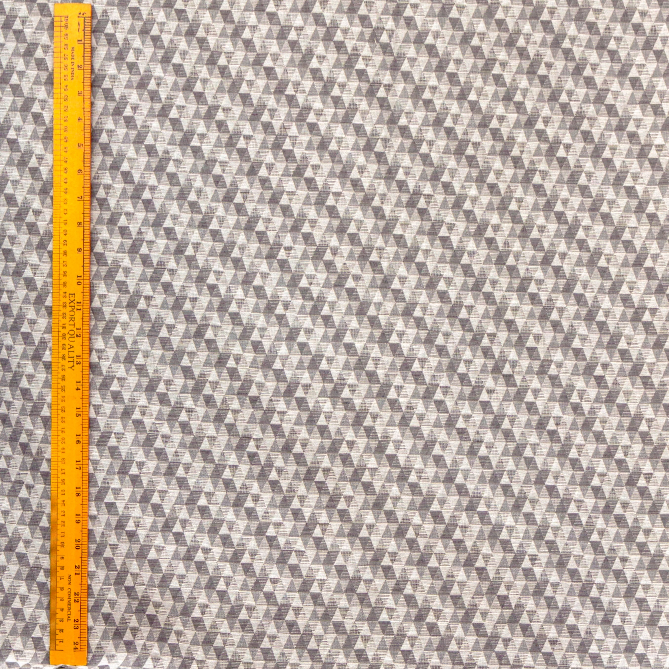 Fabric Mart Direct Cream Jacquard Velvet Fabric By The Yard, 54 inches or 137 cm width, 3 Continuous Yards Cream Jacquard Fabric, Beige Triangles Geometric, Upholstery Drapery Curtain Wholesale Fabric