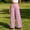 Pink, variant on Women Ruffle Paperbag Waist Patch Pocket Linen Wide Leg Floor Length Pants Loose Casual Vacation Trousers Pink S