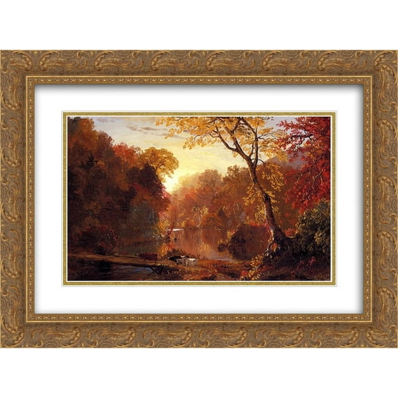 Frederic Edwin Church 2x Matted 24x20 Gold Ornate Framed Art Print 'Autumn in North America'