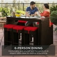 thumbnail image 6 of Best Choice Products 7-Piece Outdoor Wicker Bar Dining Set, Rattan Patio Furniture w/ Glass Table Top, 6 Stools - Red, 6 of 7