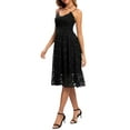 thumbnail image 4 of Genuiskids Women's Vintage A-Line Dress Sexy Lace Floral Spaghetti Straps Midi Dress Sling Sleeveless V-Neck Knee-Length Elegant Formal Cocktail Party Dresses, 4 of 7