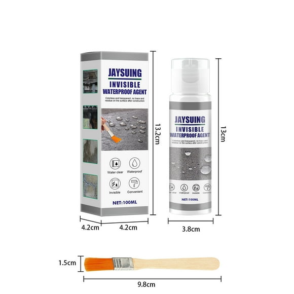 RKSTN Glues Seal Water Proofing Adhesive Set, Permeable Invisible Adhesive Toilet Tile Water Proofing Agent, Roof Leakage Repair Agent 30ml/100ml+Brush