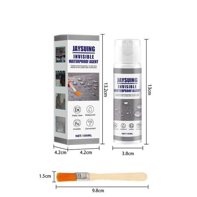Kit de adhesivo impermeabilizante, adhesivo invisible permeable para azulejos de baño, agente impermeabilizante y reparador de goteras en techos (30 ml/100 ml + pincel)