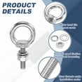 thumbnail image 3 of Uxcell M8 x 30mm Eye Bolt, 4Pcs 304 Stainless Steel Thread Lifting Ring Set, Silver, 3 of 7