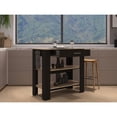 thumbnail image 2 of Depot E-Shop Delos 40 Kitchen Island with 2 Shelves, Drawer, 4 Legs, and Towel Rack, Black / Light Oak, 2 of 8