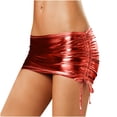 thumbnail image 3 of SEMPAI Womens Metallic Mini Skirt Shiny Bodycon Ruched Micro Short Skirt Wet Look Dance Clubwear Night Costume, 3 of 4