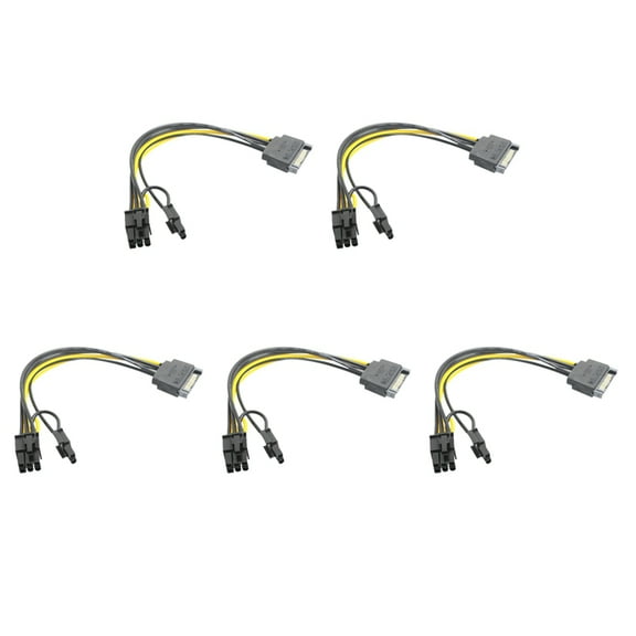 15Pin SATA Male to 8Pin(6 2) PCI-E Power Supply Cable SATA Cable 15-Pin to 8 Pin Cable 18AWG Wire for Graphic Card(5Pcs)