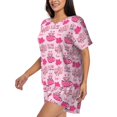 thumbnail image 3 of Womens Pajama Sets With Pocket, Cute Pig With Tea Cup Balloon Lounge Sets Short Sleeve Sleepwear PJ Sets for Women, 3 of 6